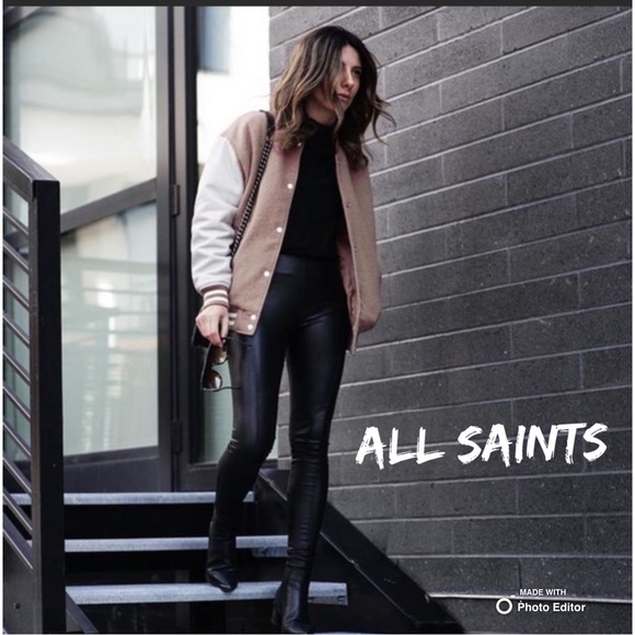 AllSaints Base Bomber Jacket in Smoke Orange/Oyster *BNWT Box Included* - Picture 2 of 14